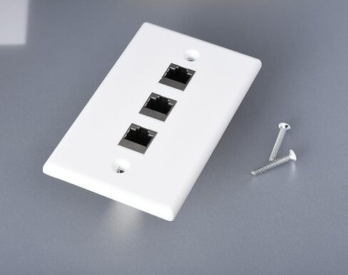 Ethernet Wall Plate 1 Port, Single Gang RJ45 Wall Plate with Cat7 Coupler, Metal Shielded Female Keystone for Cat5, Cat5e, Cat6, Cat6a, Cat7 network Cable, White, Pack of 1 in Saudi Arabia