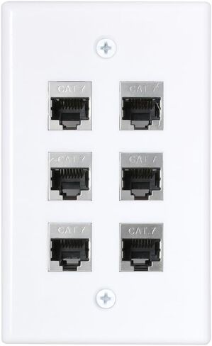 Ethernet Wall Plate 1 Port, Single Gang RJ45 Wall Plate with Cat7 Coupler, Metal Shielded Female Keystone for Cat5, Cat5e, Cat6, Cat6a, Cat7 network Cable, White, Pack of 1 in Saudi Arabia