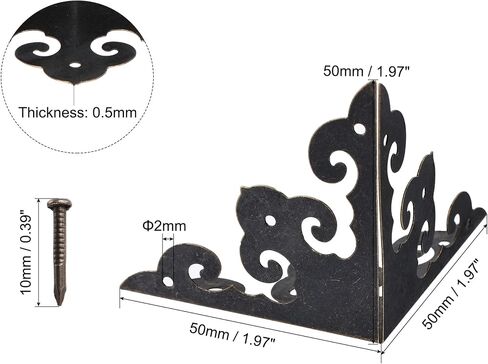 uxcell 50x50x50mm Metal Box Corner Protectors Edge Guard Iron Bronze Tone 4pcs in Saudi Arabia