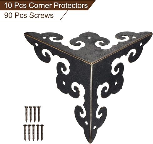 uxcell 50x50x50mm Metal Box Corner Protectors Edge Guard Iron Bronze Tone 4pcs in Saudi Arabia