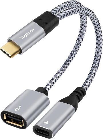 محول USB C إلى USB OTG وكابل Y مقسم شاحن PD، 2 في 1 USB من النوع C إلى منفذ OTG أنثى USB وكابل شحن سريع PD 60 وات لهاتف iPhone 15/15 Pro Max وMacBook Pro Air وGalaxy S24 وPixel 7 in Saudi Arabia