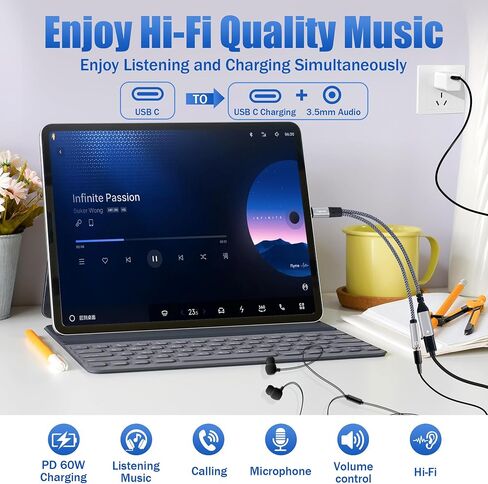 محول USB C إلى USB OTG وكابل Y مقسم شاحن PD، 2 في 1 USB من النوع C إلى منفذ OTG أنثى USB وكابل شحن سريع PD 60 وات لهاتف iPhone 15/15 Pro Max وMacBook Pro Air وGalaxy S24 وPixel 7 in Saudi Arabia