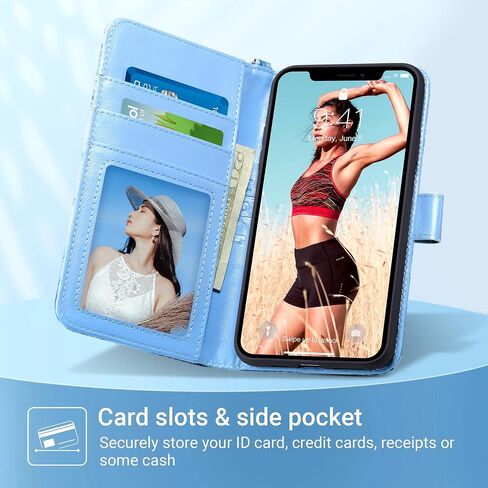 ULAK Compatible with iPhone 11 Pro Max Wallet Case for Women Girls, PU Leather Folio Flip Cover with Card Holder Kickstand, Protective Folio Purse Case (Navy Blue) in Saudi Arabia
