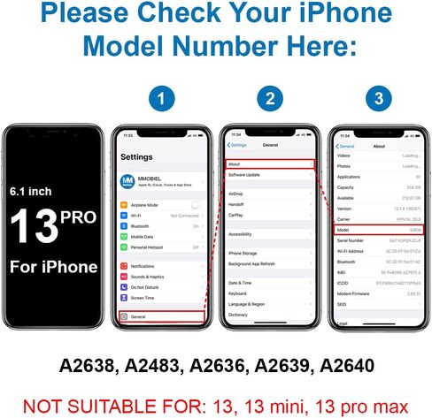 استبدال عدسة زجاجية للكاميرا الخلفية الخلفية من MMOBIEL متوافق مع iPhone 13 Pro / 13 Pro Max 2021 بما في ذلك. لاصق مزدوج الجوانب وملقط وقماش in Saudi Arabia
