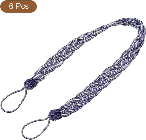 uxcell 4Pcs Curtain Tiebacks, 58cm/23 Braided Drapery Holdback Holder Decorative Rope Tie Back, Beige/Silver in Saudi Arabia