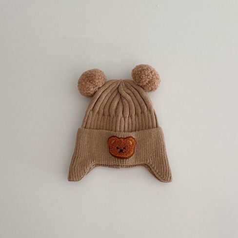 Kitroc Plus. Baby Woolen Hat, Cute Bear Ear Protection Hat, Children's Winter Thickened Warm Knitted Hat Boys and Girls in Saudi Arabia
