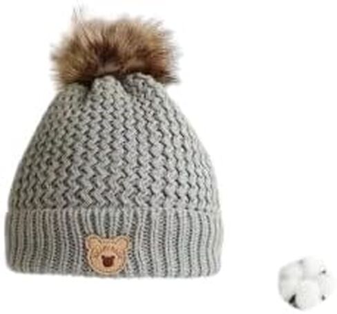 Kitroc Plus. Baby Woolen Hat, Cute Bear Ear Protection Hat, Children's Winter Thickened Warm Knitted Hat Boys and Girls in Saudi Arabia
