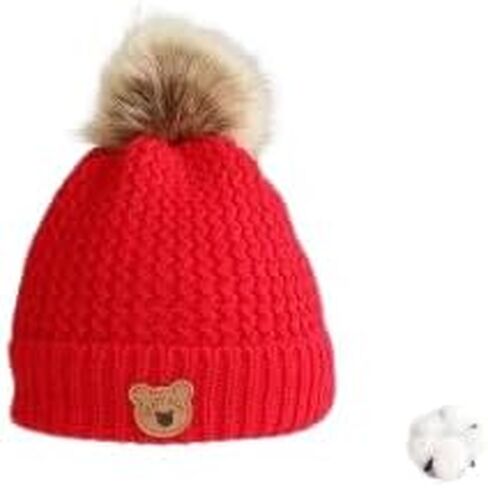Kitroc Plus. Baby Woolen Hat, Cute Bear Ear Protection Hat, Children's Winter Thickened Warm Knitted Hat Boys and Girls in Saudi Arabia