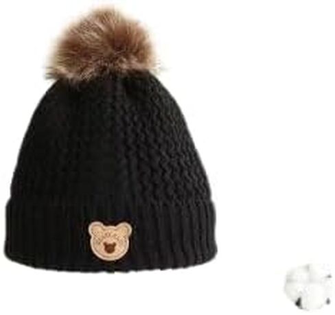 Kitroc Plus. Baby Woolen Hat, Cute Bear Ear Protection Hat, Children's Winter Thickened Warm Knitted Hat Boys and Girls in Saudi Arabia
