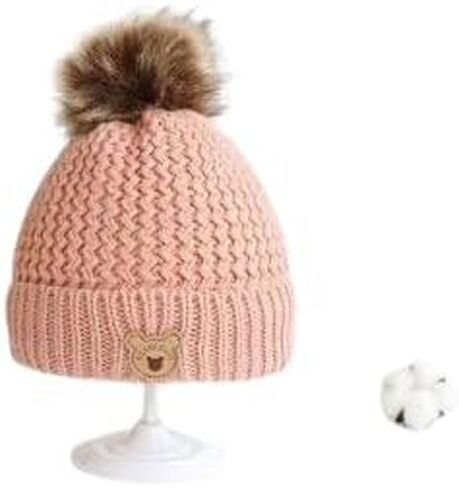 Kitroc Plus. Baby Woolen Hat, Cute Bear Ear Protection Hat, Children's Winter Thickened Warm Knitted Hat Boys and Girls in Saudi Arabia
