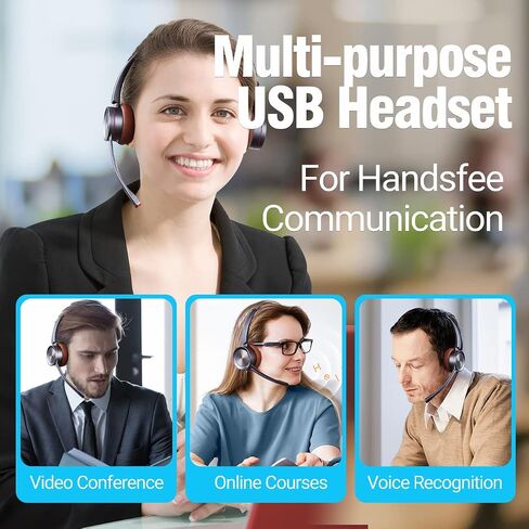 Bluetooth Headset with Microphone Noise Canceling for Call Center, Mono Wireless Headphone with USB Bluetoooth adapter for PC, Telephone Headset for Cell Phone Office Conference Skype Teams in Saudi Arabia