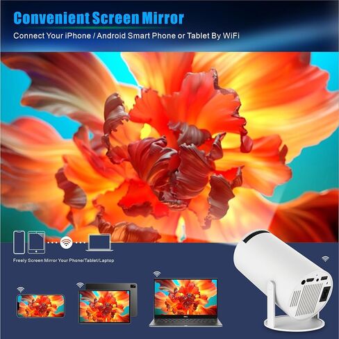 Mini Projector,Smart Projector,4K Projector with Wifi 6 and Bluetooth 5,Portable Projector with Android 11, Automatic Keystone Correction,180 Degree,130 Inch Display in Saudi Arabia