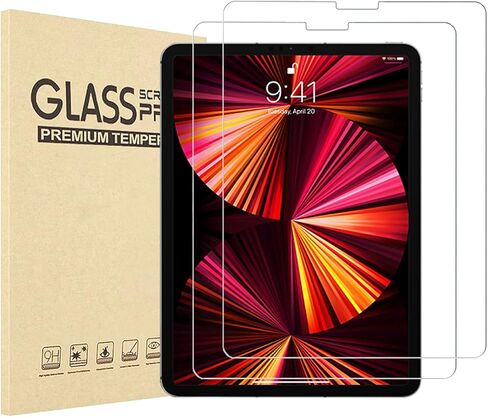 [2 Pack] iPad Pro 11 Screen Protector,Tempered Glass for iPad Pro 11 Inch 2021/2020/2018 (3rd/2nd/1st Gen) All Models,Compatible with Apple Pencil in Kuwait