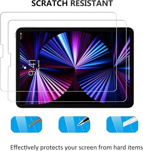 [2 Pack] iPad Pro 11 Screen Protector,Tempered Glass for iPad Pro 11 Inch 2021/2020/2018 (3rd/2nd/1st Gen) All Models,Compatible with Apple Pencil in Kuwait