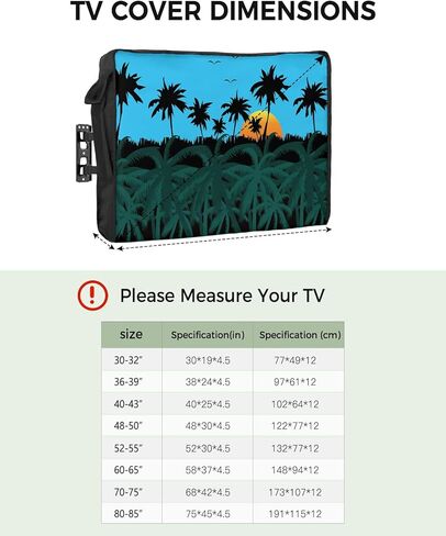غطاء تلفزيون خارجي - نباتات شجرة جوز الهند وطيور النورس عند غروب الشمس مقاوم للماء ومقاوم للطقس مقاس 60 بوصة - 65 بوصة واقي شاشة تلفزيون LCD متحرك أغطية تلفزيون خارجية in Kuwait