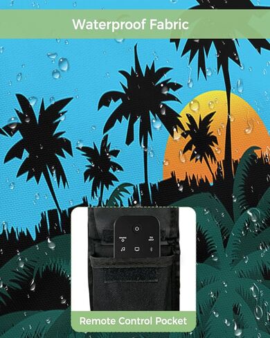 غطاء تلفزيون خارجي - نباتات شجرة جوز الهند وطيور النورس عند غروب الشمس مقاوم للماء ومقاوم للطقس مقاس 60 بوصة - 65 بوصة واقي شاشة تلفزيون LCD متحرك أغطية تلفزيون خارجية in Kuwait