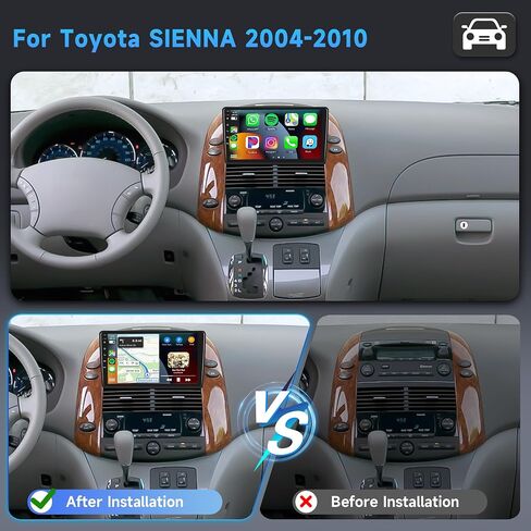 2G 64G Android Car Stereo for Toyota SIENNA 2004-2010,Wireless Carplay Android Auto Car Radio 9’’ Touch Screen Head Unit with GPS WiFi Bluetooth Mirror Link FM RDS Backup Camera Mic in Saudi Arabia