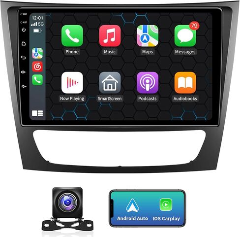 راديو سيارة 4 جيجابايت + 32 جيجابايت 5GWIFI لسيارة Mercedes Benz E Class W211 E200 CLS W219 2002-2009، شاشة لمس 9 بوصات Android 13 مع Carplay لاسلكي Android Auto Bluetooth WiFi FM RDS GPS Mirror Link in Kuwait