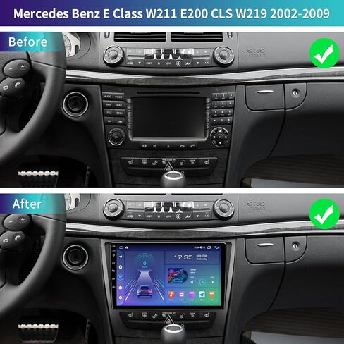 راديو سيارة 4 جيجابايت + 32 جيجابايت 5GWIFI لسيارة Mercedes Benz E Class W211 E200 CLS W219 2002-2009، شاشة لمس 9 بوصات Android 13 مع Carplay لاسلكي Android Auto Bluetooth WiFi FM RDS GPS Mirror Link in Kuwait