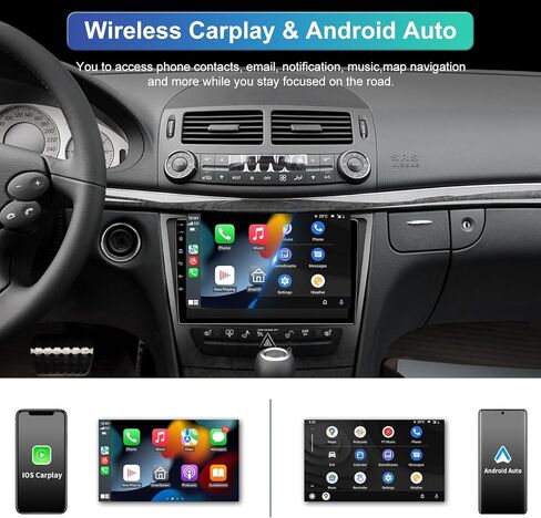 راديو سيارة 4 جيجابايت + 32 جيجابايت 5GWIFI لسيارة Mercedes Benz E Class W211 E200 CLS W219 2002-2009، شاشة لمس 9 بوصات Android 13 مع Carplay لاسلكي Android Auto Bluetooth WiFi FM RDS GPS Mirror Link in Kuwait