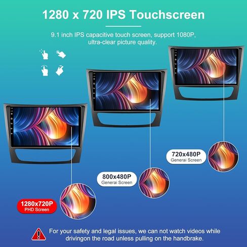 راديو سيارة 4 جيجابايت + 32 جيجابايت 5GWIFI لسيارة Mercedes Benz E Class W211 E200 CLS W219 2002-2009، شاشة لمس 9 بوصات Android 13 مع Carplay لاسلكي Android Auto Bluetooth WiFi FM RDS GPS Mirror Link in Kuwait