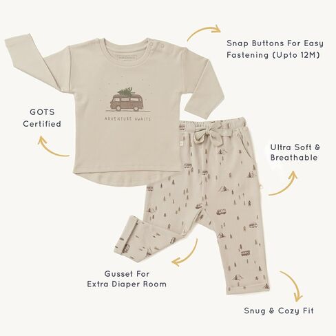 MakeMake Organics GOTS Certified Organic Cotton Infant Toddler Tee and Pant Sets Outfit in Saudi Arabia