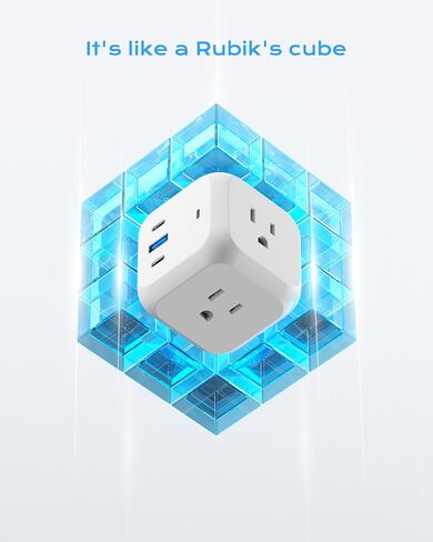 مكعب قطاع الطاقة مع منافذ USB، حماية من زيادة التيار بقوة 900 جول، سلك تمديد مسطح بطول 5 أقدام، 3 منافذ تيار متردد و3 منافذ USB (2 USB C)، محطة شحن مكتبية للسفر في المنزل والمكتب، أبيض in Kuwait