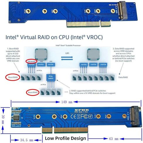 محول ChenYang M.2 NVME إلى PCIe 3.0/4.0 X8 ثنائي NVME/AHCI SSD إلى محول بطاقة توسيع PCI Express Gen4 in Saudi Arabia