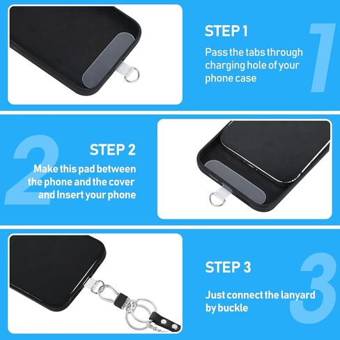 15Pcs Universal Phone Tether Tab without Adhesive, Phone Lanyard Pads with Metal Ring, Transparent Plastic Cell Phone Tether Tab, Cell Phone Lanyard Accessory Patch in Saudi Arabia