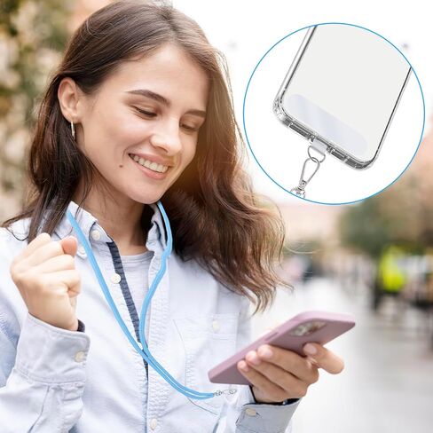 15Pcs Universal Phone Tether Tab without Adhesive, Phone Lanyard Pads with Metal Ring, Transparent Plastic Cell Phone Tether Tab, Cell Phone Lanyard Accessory Patch in Saudi Arabia