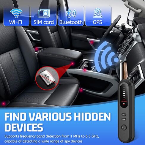 Hidden Camera Detector Spy Camera Finder,Bed Bug Hidden Camera Detectors For Hotels,RF Detectors For Travel,Listening GPS Tracking/Tracker Device Detector For Car,5 Levels Sensitivity 3 Modes(Black) in Saudi Arabia