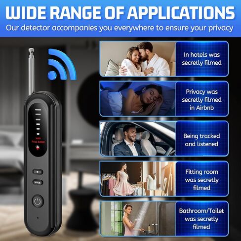 Hidden Camera Detector Spy Camera Finder,Bed Bug Hidden Camera Detectors For Hotels,RF Detectors For Travel,Listening GPS Tracking/Tracker Device Detector For Car,5 Levels Sensitivity 3 Modes(Black) in Saudi Arabia