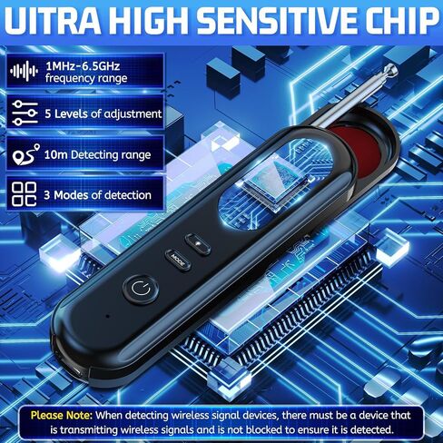 Hidden Camera Detector Spy Camera Finder,Bed Bug Hidden Camera Detectors For Hotels,RF Detectors For Travel,Listening GPS Tracking/Tracker Device Detector For Car,5 Levels Sensitivity 3 Modes(Black) in Saudi Arabia