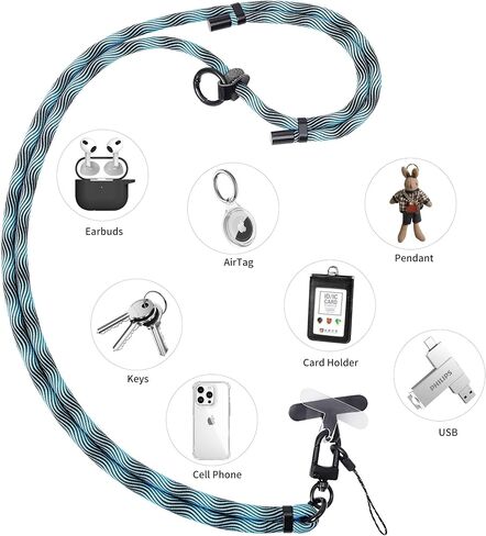 Cell Phone Lanyard Universally，Adjustable Woven Cell Phone Lanyard Crossbody Neck Strap with 2pcs Phone Patch Compatible with Most Smartphones（Beige） in Saudi Arabia