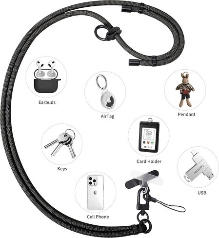 Cell Phone Lanyard Universally，Adjustable Woven Cell Phone Lanyard Crossbody Neck Strap with 2pcs Phone Patch Compatible with Most Smartphones（Beige） in Saudi Arabia