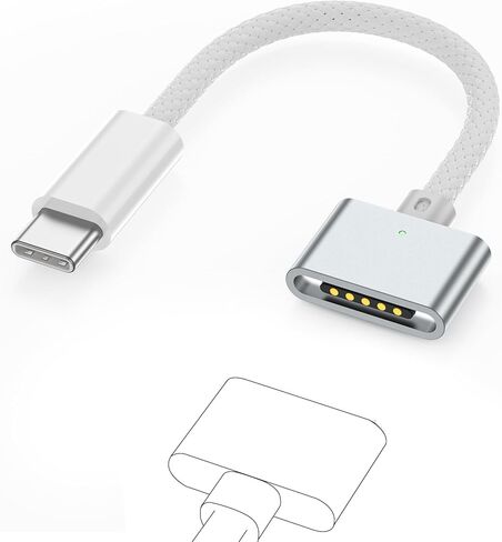 محول مغناطيسي 3 أنثى إلى USB C ذكر - متوافق مع iPhone 15 وSamsung وiPad وأجهزة USB C الأخرى، محول USB C إلى مغناطيسي 3 (ذكر إلى أنثى) in Kuwait