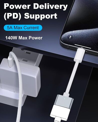 محول مغناطيسي 3 أنثى إلى USB C ذكر - متوافق مع iPhone 15 وSamsung وiPad وأجهزة USB C الأخرى، محول USB C إلى مغناطيسي 3 (ذكر إلى أنثى) in Kuwait