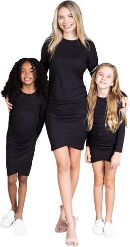 Mommy and Me Matching Dresses - Maternity Ruched Stretch Tulip Hem Shirred Dress Cute Outfit Family Photoshoot, Gift for Mom in Saudi Arabia