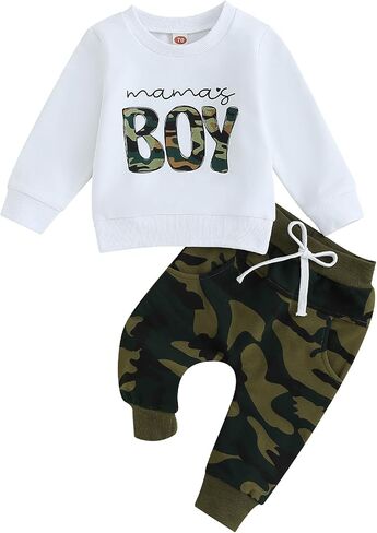 Toddler Baby Boy Clothes Mamas Boys Long Sleeve Letter Sweatshirt Pants Set Infant Newborn Fall Winter Outfit in Saudi Arabia