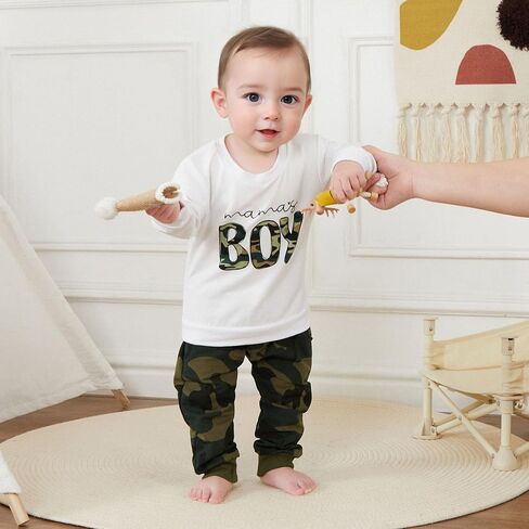 Toddler Baby Boy Clothes Mamas Boys Long Sleeve Letter Sweatshirt Pants Set Infant Newborn Fall Winter Outfit in Saudi Arabia