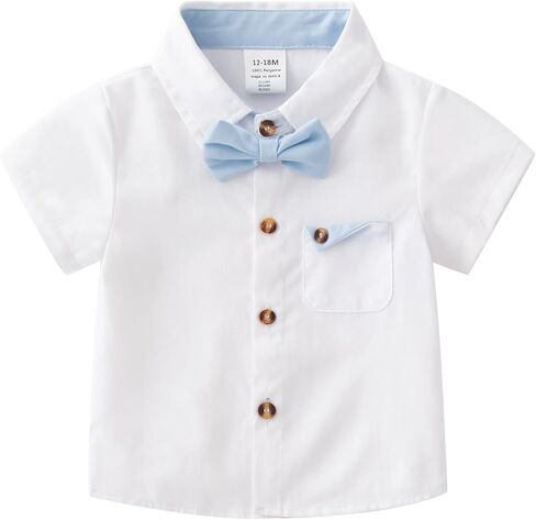 Baby Boys Gentleman Shorts Sets, Infant Outfits Suits, Shirt+Shorts+Bow Tie+Suspenders in Saudi Arabia