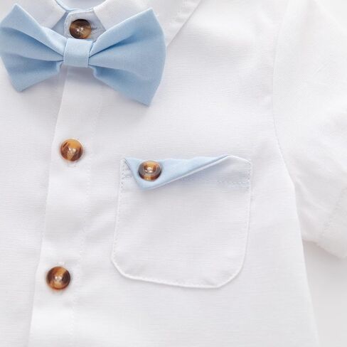 Baby Boys Gentleman Shorts Sets, Infant Outfits Suits, Shirt+Shorts+Bow Tie+Suspenders in Saudi Arabia
