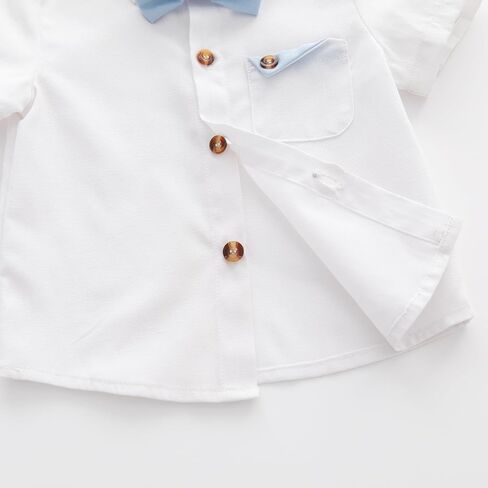 Baby Boys Gentleman Shorts Sets, Infant Outfits Suits, Shirt+Shorts+Bow Tie+Suspenders in Saudi Arabia