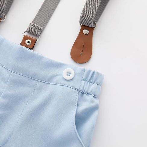 Baby Boys Gentleman Shorts Sets, Infant Outfits Suits, Shirt+Shorts+Bow Tie+Suspenders in Saudi Arabia