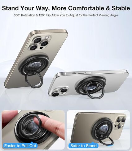 TORRAS 360 درجة فيدجيت سبينر حامل حلقي للهاتف المغناطيسي، مناسب لملحقات PopSocket MagSafe القابلة للإزالة لهاتف iPhone 16،15،14، 13، 12 Pro/Max، Samsung Galaxy، Google، Ostand SpinRing، أسود in Saudi Arabia