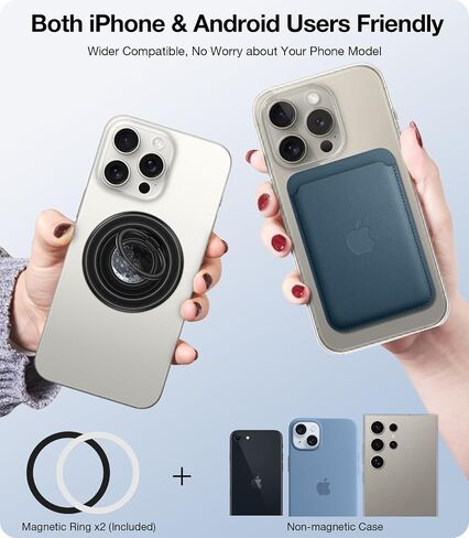 TORRAS 360 درجة فيدجيت سبينر حامل حلقي للهاتف المغناطيسي، مناسب لملحقات PopSocket MagSafe القابلة للإزالة لهاتف iPhone 16،15،14، 13، 12 Pro/Max، Samsung Galaxy، Google، Ostand SpinRing، أسود in Saudi Arabia