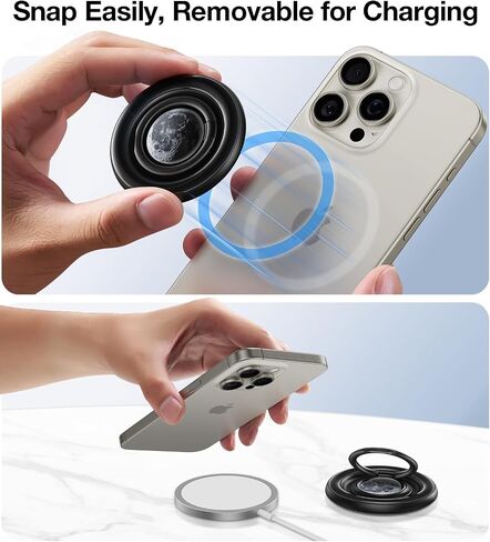 TORRAS 360 درجة فيدجيت سبينر حامل حلقي للهاتف المغناطيسي، مناسب لملحقات PopSocket MagSafe القابلة للإزالة لهاتف iPhone 16،15،14، 13، 12 Pro/Max، Samsung Galaxy، Google، Ostand SpinRing، أسود in Saudi Arabia