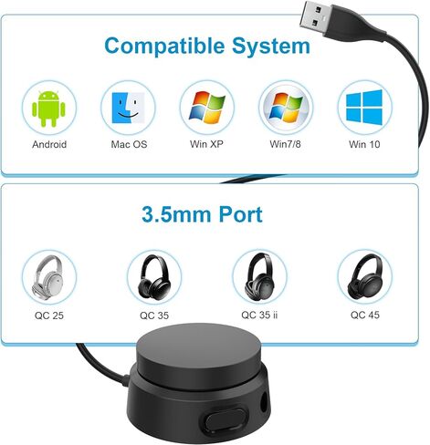 مقبض التحكم في مستوى الصوت USB للتحكم في مستوى الصوت للكمبيوتر الشخصي متوافق مع Windows10/8/7/Vista/XP/Mac/Android/IOS، وحدة تحكم عن بعد بحجم سماعة الرأس 3.5 مم in Kuwait