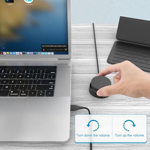 مقبض التحكم في مستوى الصوت USB للتحكم في مستوى الصوت للكمبيوتر الشخصي متوافق مع Windows10/8/7/Vista/XP/Mac/Android/IOS، وحدة تحكم عن بعد بحجم سماعة الرأس 3.5 مم in Kuwait