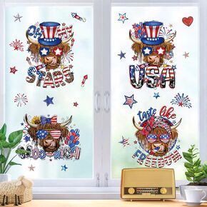 4 أوراق 4th من يوليو نافذة يتمسك الوطنية يوم الاستقلال ملصقات نافذة أمريكا المرتفعات البقرة البقرة نافذة يتمسك in Kuwait